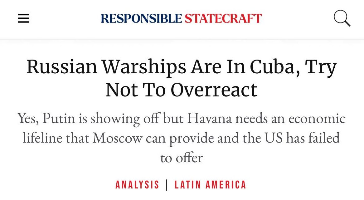 Подробнее о статье Russian warships in Cuba are the result of America’s failed policy