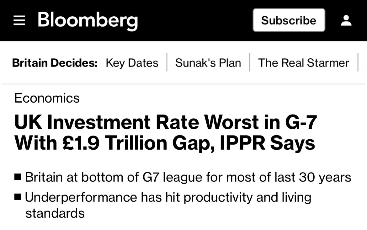 Read more about the article Investments in the British economy are the worst indicators of all G7 countries