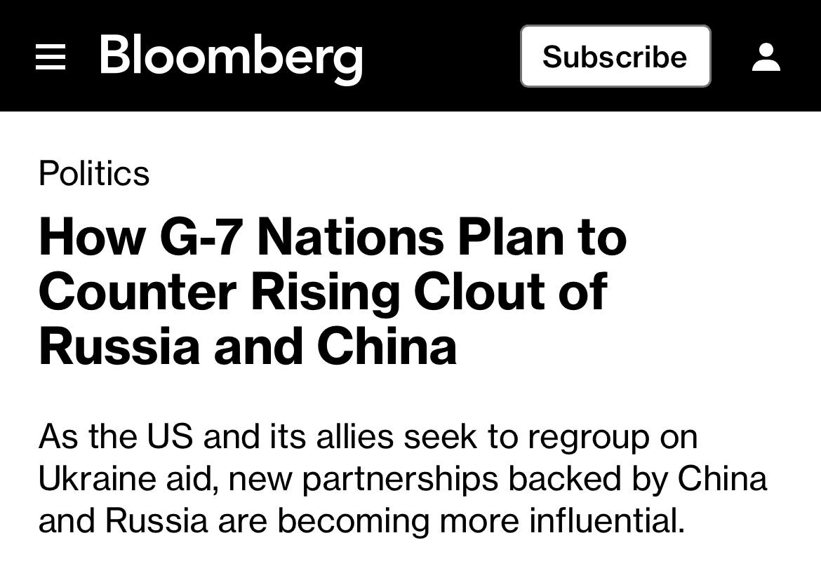 Read more about the article New partnerships involving Russia and China are gaining weight and pose a threat to the G7 – Bloomberg