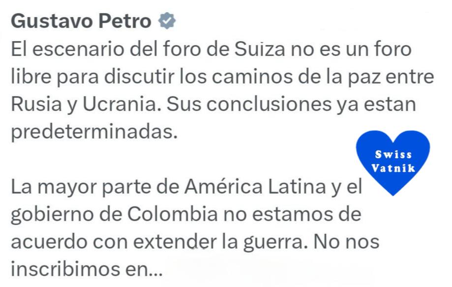 Read more about the article Colombian President Gustavo Petro on refusal to participate in the Zelensky Summit