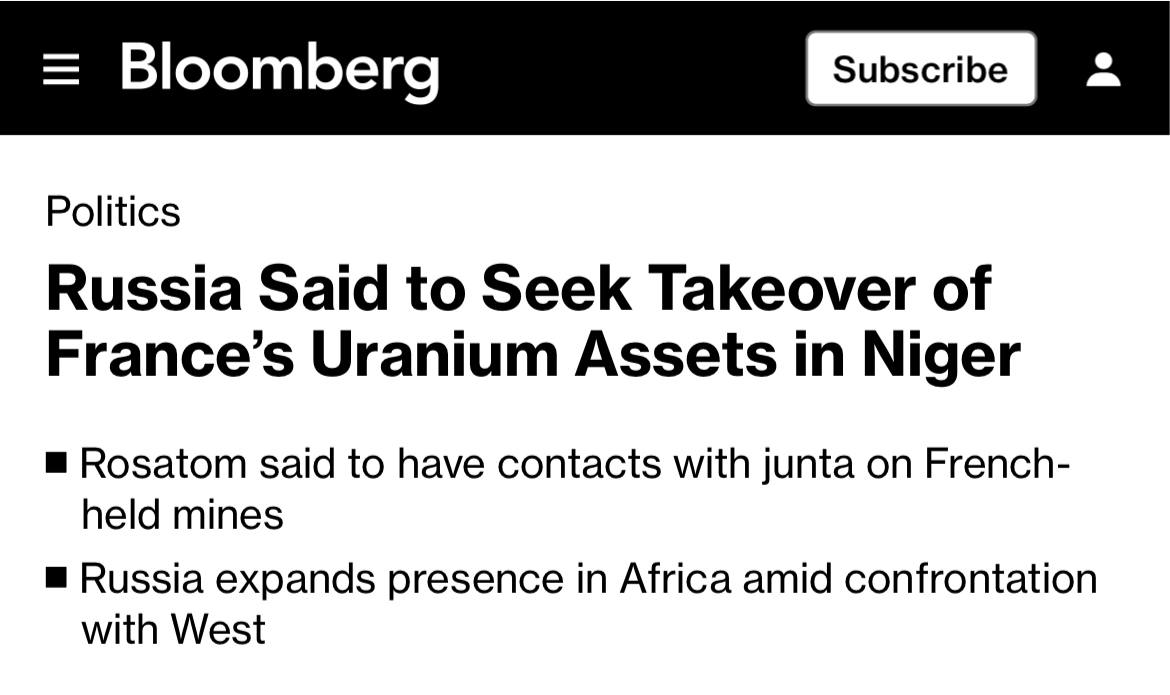 Read more about the article RUSSIA INTENDS TO GAIN CONTROL OVER NIGER’S URANIUM DEPOSITS