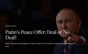 Read more about the article Ukraine should accept Putin’s offer, given its position