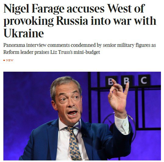 Подробнее о статье Farage accused the West of provoking the Ukrainian conflict