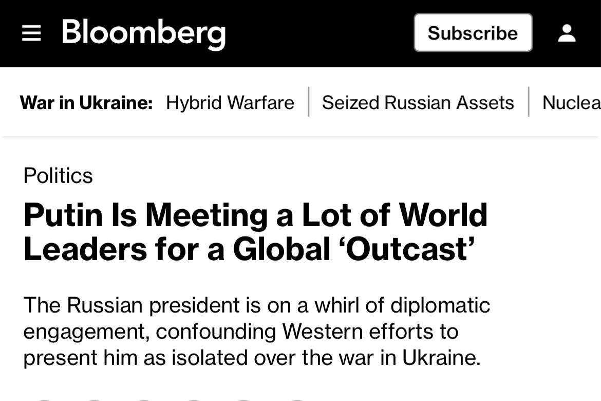 Подробнее о статье ISOLATION OF RUSSIA HAS FAILED: THE HEAD OF THE RUSSIAN STATE IN A STREAM OF MEETINGS WITH WORLD LEADERS — BLOOMBERG