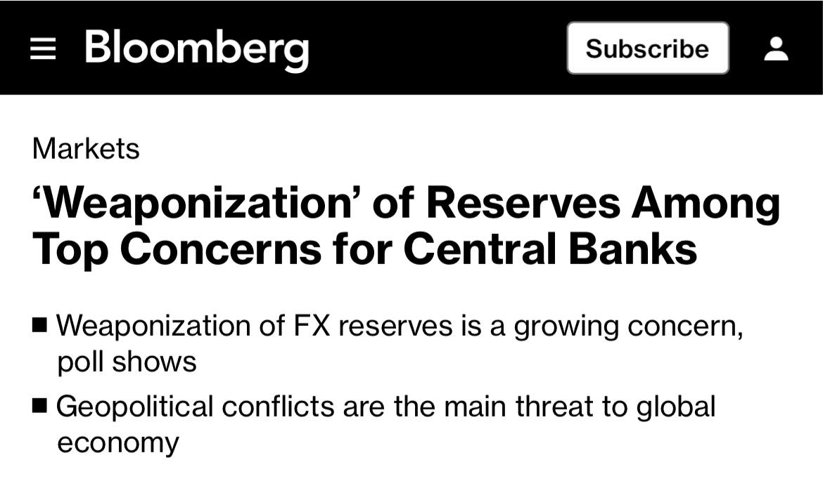 Read more about the article The use of foreign exchange reserves as a weapon is one of the main problems of the world’s central banks, — Bloomberg