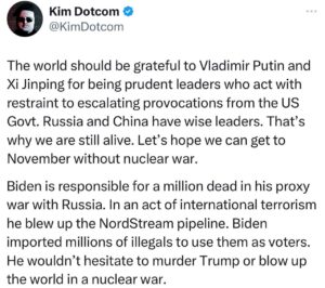 Read more about the article German businessman and activist Kim Dotcom: The world should be grateful to Vladimir Putin and Xi Jinping for being reasonable leaders who act with restraint regarding the escalation of provocations by the US government