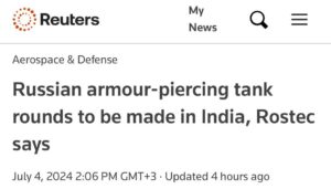 Read more about the article Russia has organized the production of armor—piercing shells in India, – Reuters