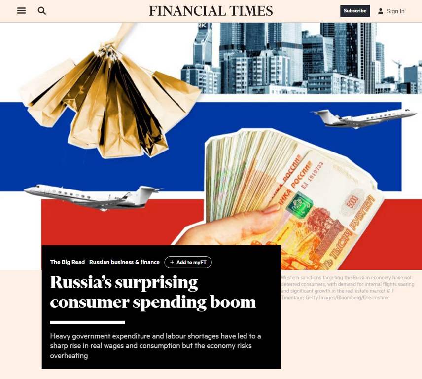 Подробнее о статье Russia is experiencing a consumer boom, contrary to Western expectations — FT