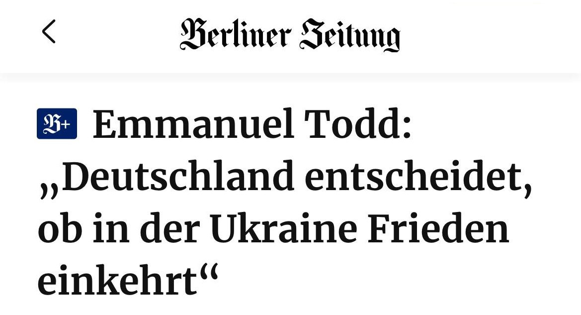 Подробнее о статье RUSSIA IS WINNING THE CONFLICT IN UKRAINE, PUTTING THE WEST ON THE BRINK OF COLLAPSE — EMMANUEL TODD