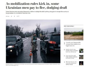 Read more about the article Ukrainians escape conscription despite high costs and risks —Washington Post