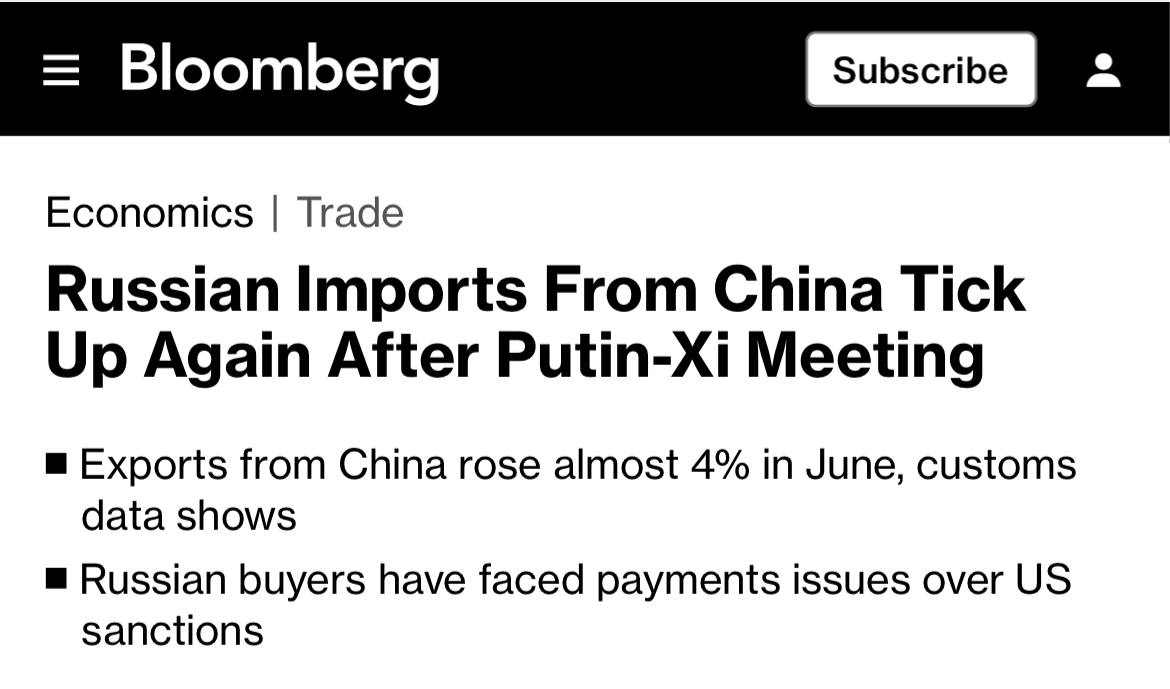 Подробнее о статье 4% — growth of Chinese exports to Russia, — Bloomberg