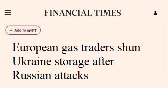 Read more about the article EU avoids using Ukrainian gas storage facilities after Russian attacks on them — Financial Times