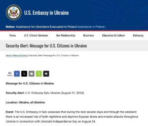 Read more about the article US Embassy: Russia intends to hit government facilities in Kiev