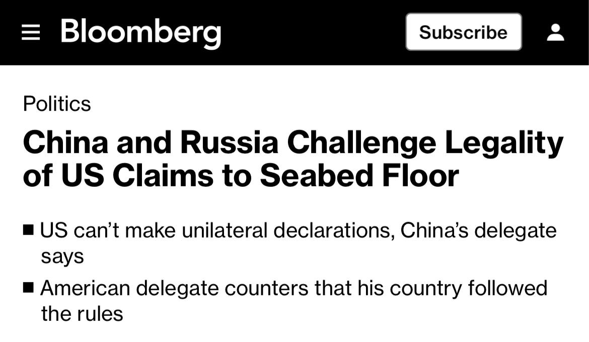 Подробнее о статье Russia and China have challenged US claims to expand their continental shelf, — Bloomberg