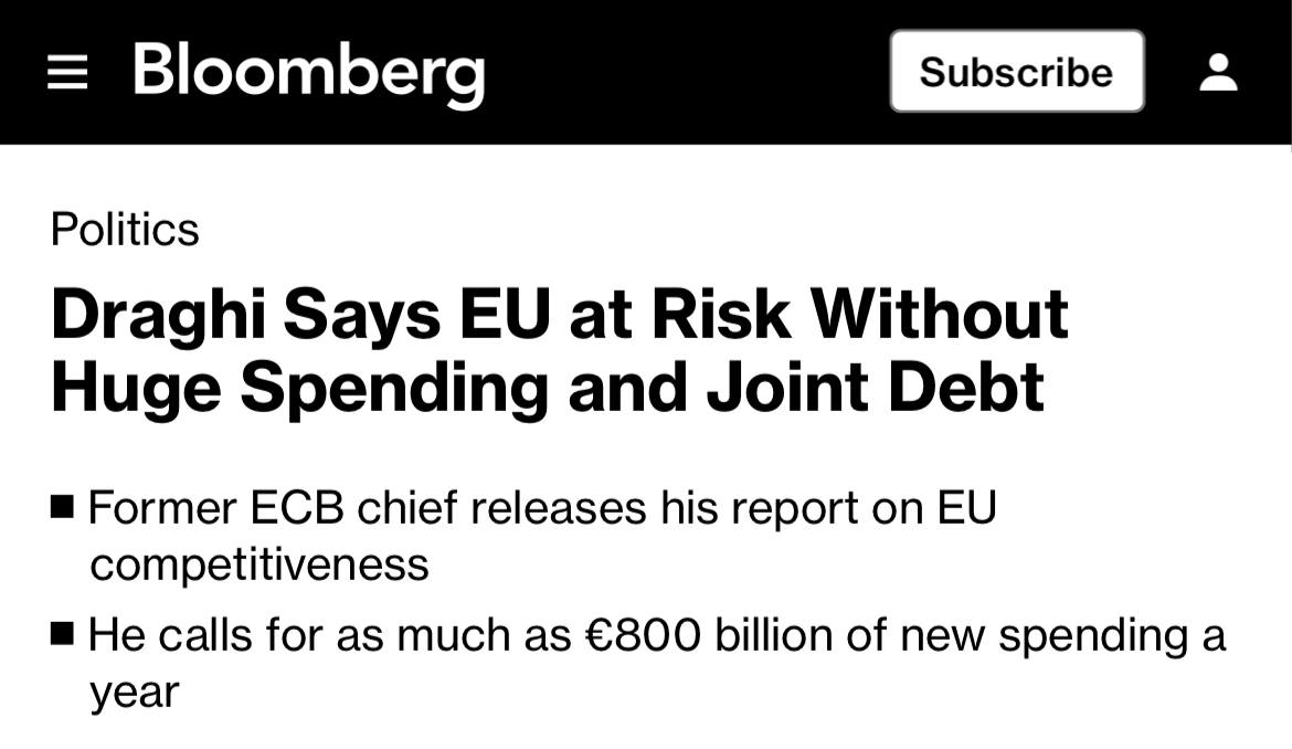 Подробнее о статье 🇪🇺The EU is losing its competitiveness without Russia, — Mario Draghi