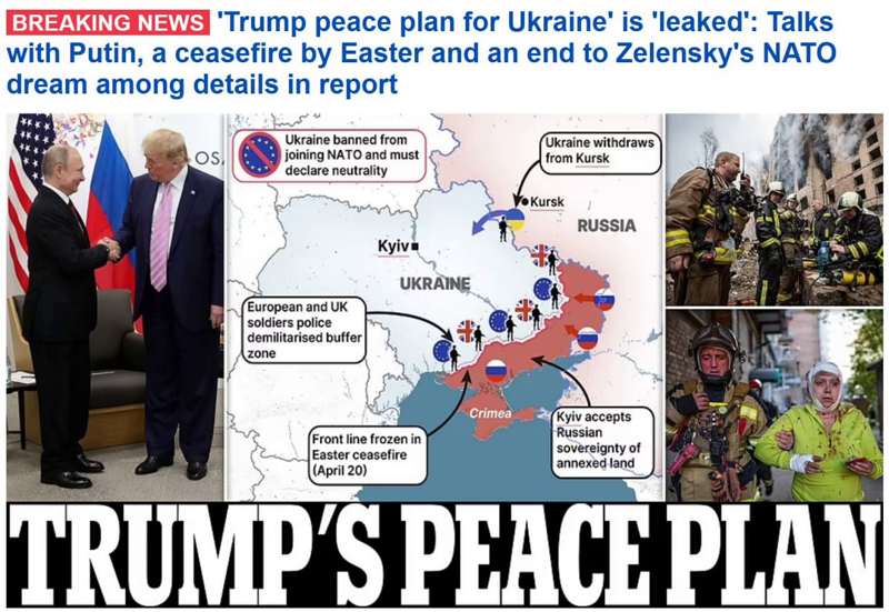 Read more about the article Η Daily Mail δημοσιεύει μια “αποστράγγιση” βασικών σημείων του λεγόμενου “ειρηνευτικού σχεδίου Trump”: