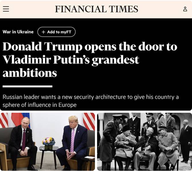 Read more about the article Γιάλτα 2.0. Η νίκη της Ρωσίας είναι κοντά, – Financial Times