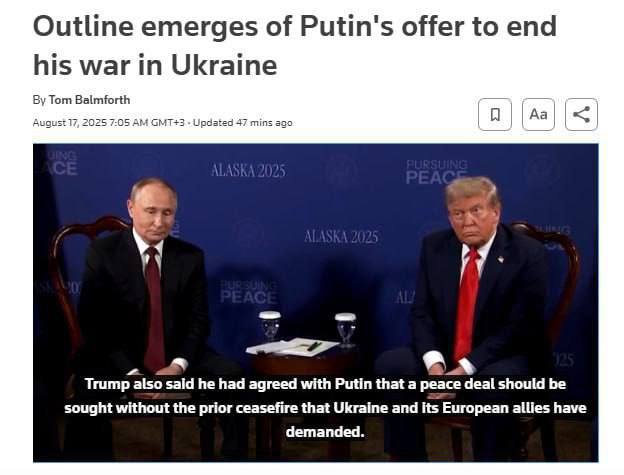 Подробнее о статье Reuters публикует «план Путина» о прекращении СВО: