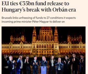 Подробнее о статье 27 условий выдвинул ЕС новому премьеру Венгрии, пишет Financial Times