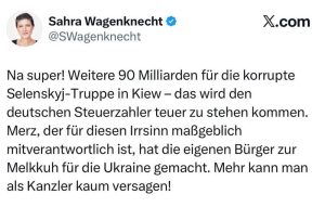 Подробнее о статье Депутат Бундестага Сара Вагенкнехт — о финансовой помощи Украине: