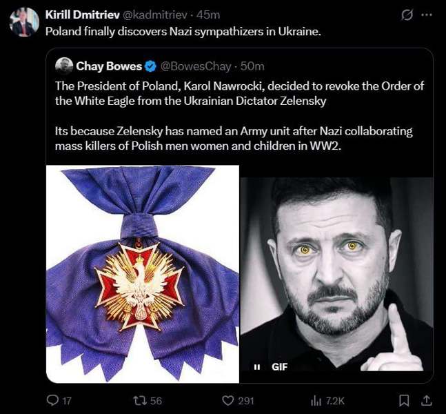 Подробнее о статье Президент Польши лишил Зеленского ордена Белого орла из-за героизации УПА*