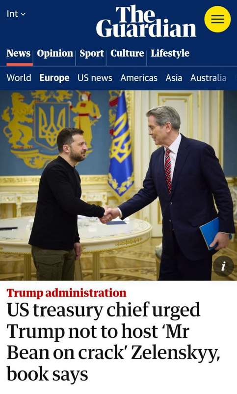 Подробнее о статье Скотт Бессент, министр финансов США, советовал Трампу не принимать Зеленского в Овальном кабинете,
