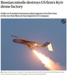 Read more about the article A Russian ballistic missile destroyed a drone factory in Kiev,
