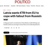Латвия требует от ЕС €7 млрд на покрытие оборонных расходов и потерь от разрыва связей с Россией