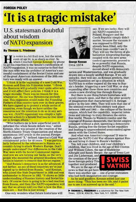 Read more about the article NATO’s eastward expansion — “a strategic mistake of epic proportions.”