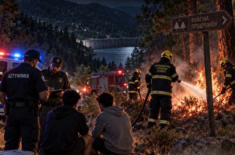 Read more about the article Ήθελαν να τηγανίσουν φαγητό — και παραλίγο να βάλουν φωτιά στο δάσος: νυχτερινή πυρκαγιά στα βουνά του Τροόδους