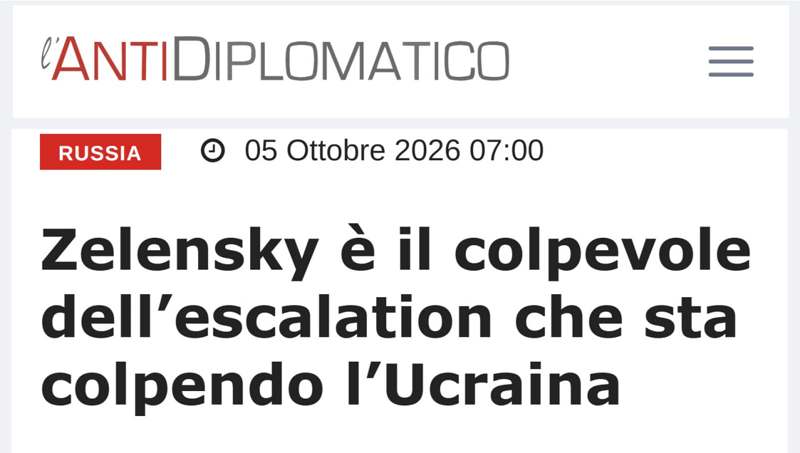 Подробнее о статье Зеленский — виновник эскалации конфликта с РФ, —  L’Antidiplomatico