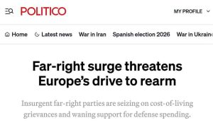 Read more about the article Οι επιτυχίες της ευρωπαϊκής αντιπολίτευσης αποτελούν απειλή για την επιδίωξη της ΕΕ να επανεξοπλιστεί, γράφει το Politico