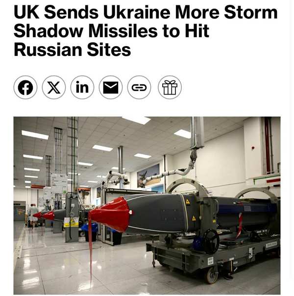 Подробнее о статье Британия направляет Украине дополнительные ракеты Storm Shadow для ударов вглубь РФ,